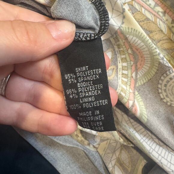 Y2k indie bohemian paisley orange brown strapless midi dress womens size medium - Picture 8 of 8